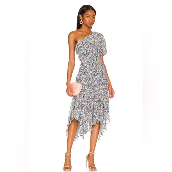 ASTR the Label • Santorini Dress in Blue & Peach Multi Floral - Picture 1 of 12